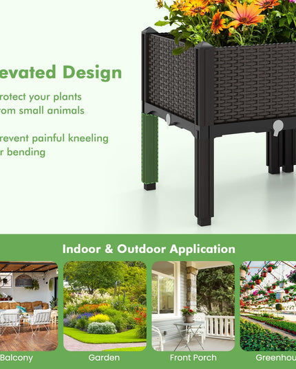 Giantex Raised Garden Bed Elevated Planter Box Kit with Self-Watering System