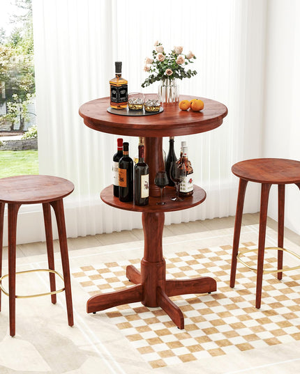 Giantex 2 Tier Tall Round Dining Table with Pedestal Base