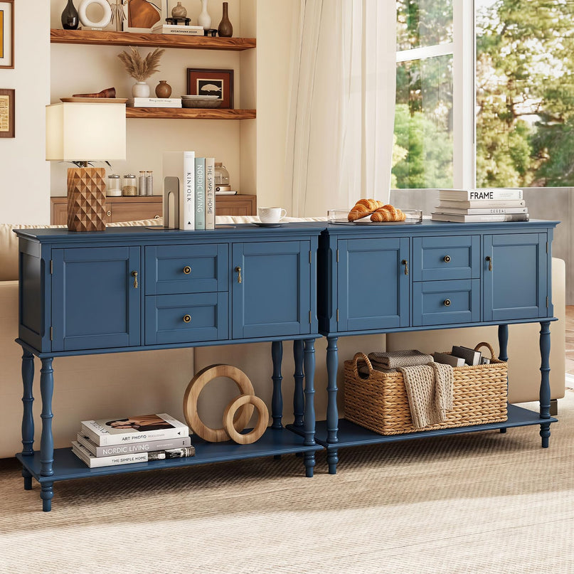 GIANTEX Narrow Console Table with 2 Drawers & 2 Door Cabinets