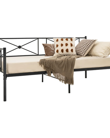 Giantex Metal Daybed Frame Twin Size, for Living Room Bedroom Guest Room, Easy Assembly, Black & White