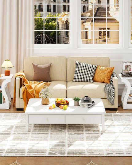 Giantex End Tables with Charging Station Set of 2 |Vintage Nightstands for Living Room