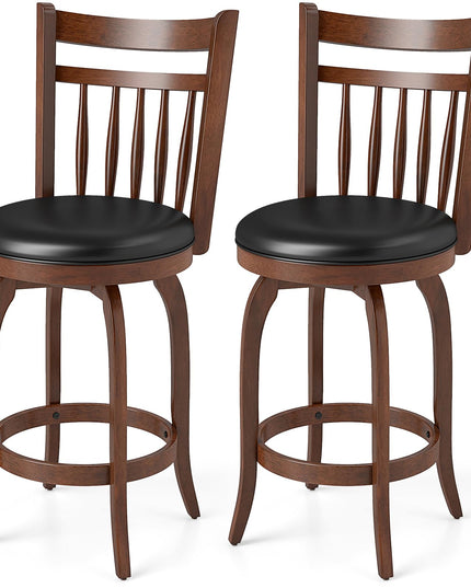 GIANTEX Swivel Bar Stools Set of 2/4 with Faux Leather Padded Seat