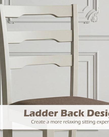 Giantex Wood Dining Chairs Set of 2/4 | Farmhouse Upholstered Kitchen Chairs with Ladder Back Design
