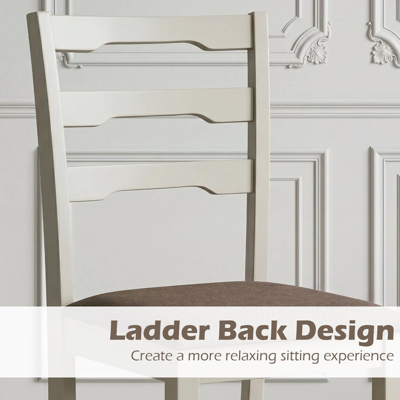 Giantex Wood Dining Chairs Set of 2/4 | Farmhouse Upholstered Kitchen Chairs with Ladder Back Design