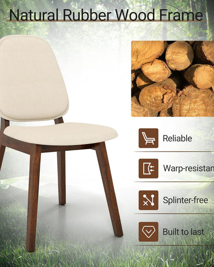 Giantex Wooden Dining Chairs Set of 2/4 Linen Fabric Upholstered Dining Room Chairs