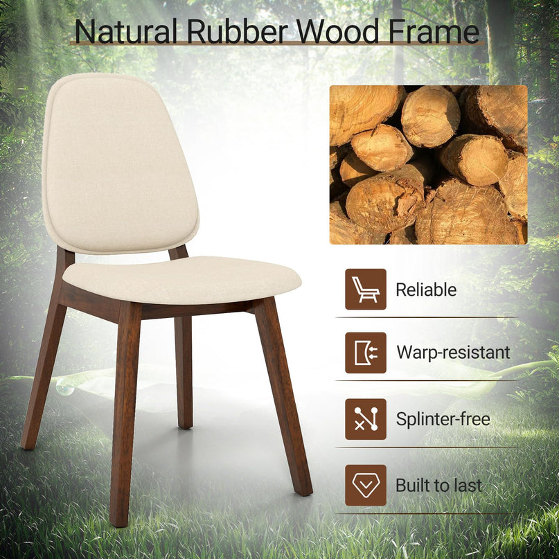 Giantex Wooden Dining Chairs Set of 2/4 Linen Fabric Upholstered Dining Room Chairs