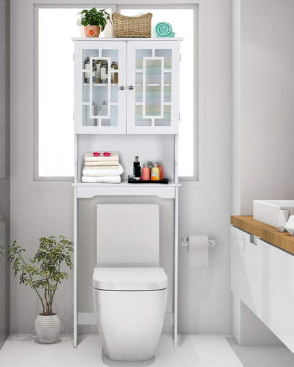 Giantex Over-The-Toilet Storage Spacesaver, Bathroom Organizer with Cabinet and Shelf