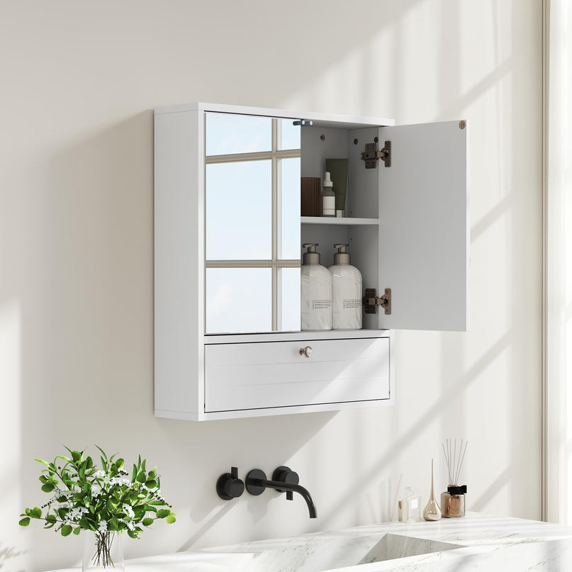 Giantex Medicine Cabinet, Bathroom Wall Mount Cabinet with Mirrored Door