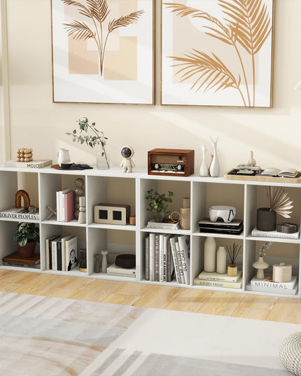 Giantex 6-Cube Bookcase, White Cubby Bookshelf w/Back Guardrail & Anti-Tipping Kits