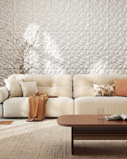 Giantex 20"x20" White PVC Decorative Wall Tiles with Diamond Pattern | 20/40 Pack 3D Wall Panels