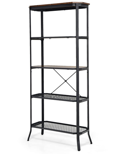 Giantex Industrial Bookshelf, 5-Tier Vintage Bookcase