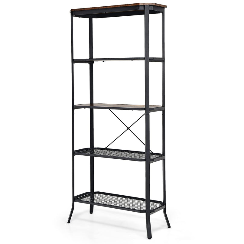 Giantex Industrial Bookshelf, 5-Tier Vintage Bookcase