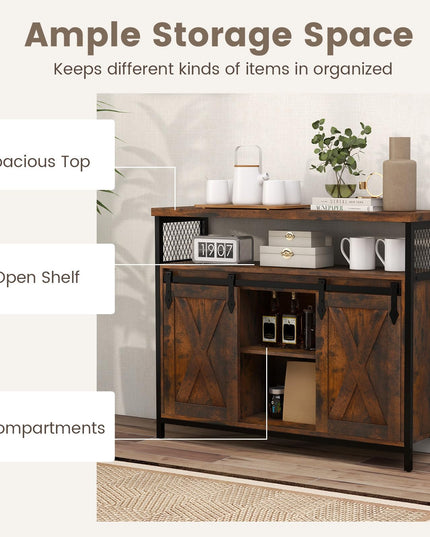 Giantex Buffet Cabinet with Storage, Farmhouse Coffee Bar Cabinet w/ 3-Level Adjustable Shelves