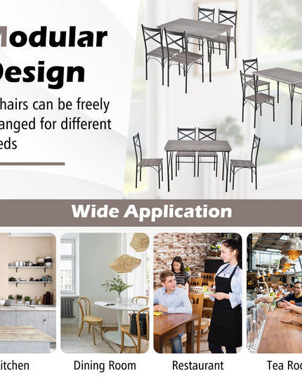 Giantex 5-Piece Dining Table Set, Modern Rectangular Dining Table & 4 Dining Chairs Set with Metal Frame