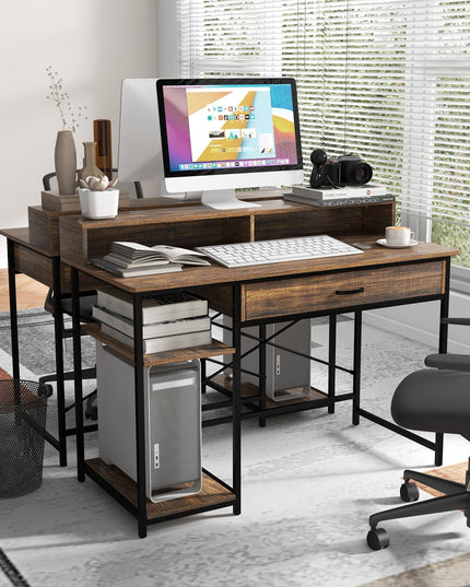 Giantex Computer Desk with Monitor Shelf