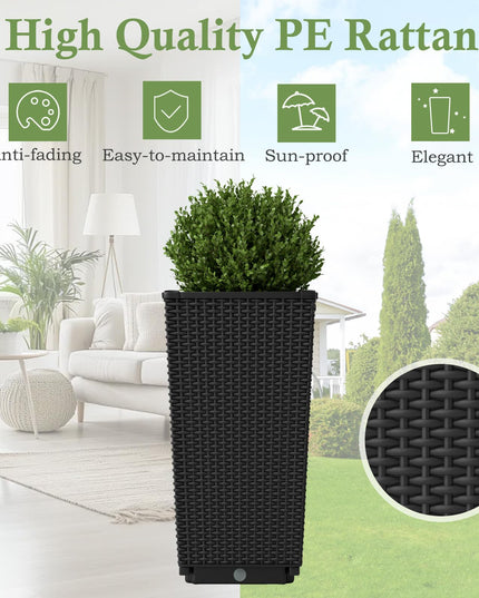 Giantex Tall Planters Set of 2 24”H Tapered Rattan Planter