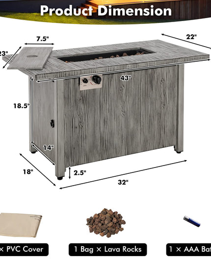 Giantex Outdoor Fire Pit Table - 43 Inch Propane Fire Pit
