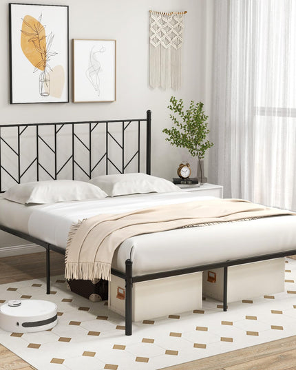 Giantex Metal Bed Frame with Victorian Style Headboard