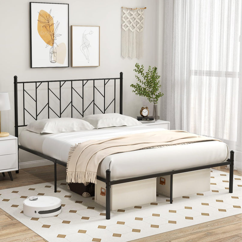Giantex Metal Bed Frame with Victorian Style Headboard