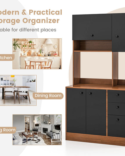 Giantex Kitchen Pantry, Buffet Hutch with 3 Storage Cabinet, 71'' Floor Large Cupboard with 3 Deep Drawers