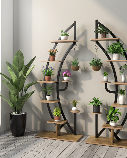 Giantex 6 Tier Metal Plant Stand Indoor, 61" Half Moon Plant Shelf