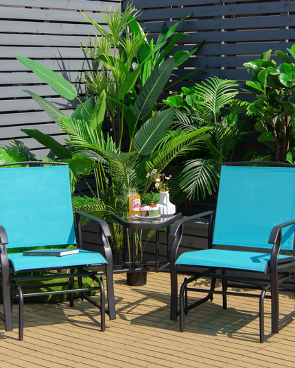Chaises planeur d'extérieur Giantex avec table et trou pour parasol