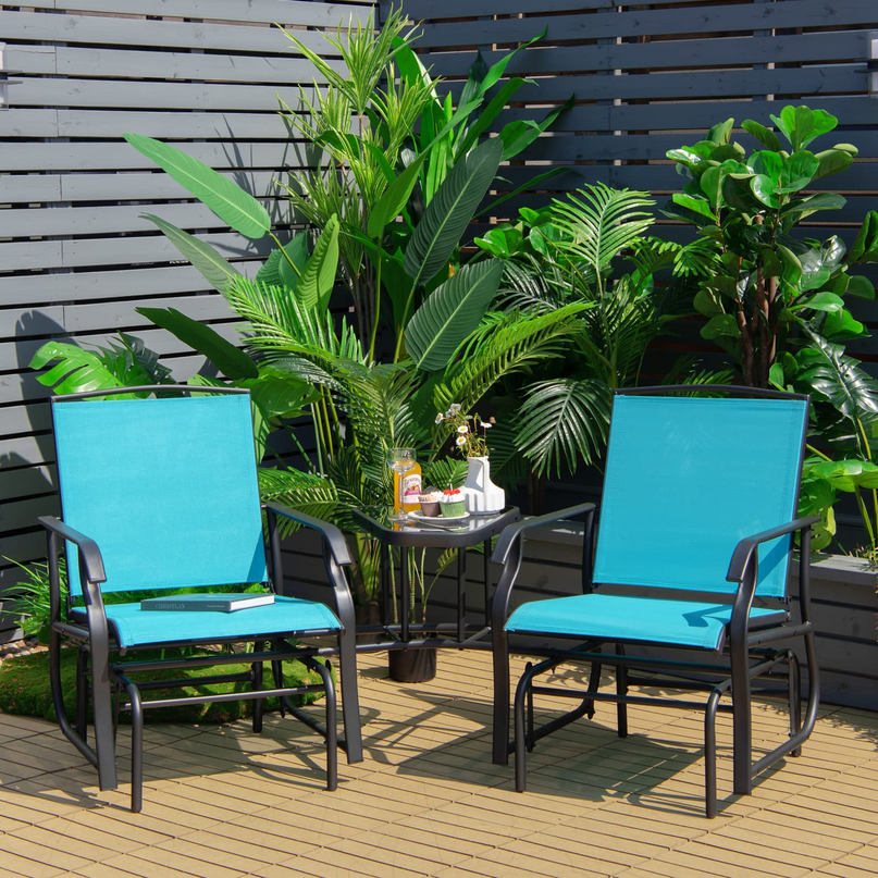 Chaises planeur d'extérieur Giantex avec table et trou pour parasol