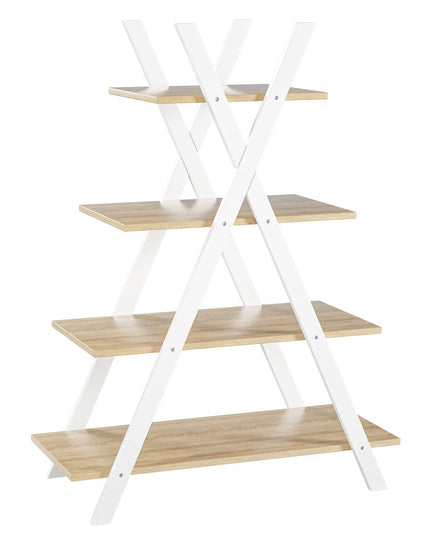 Giantex 4 Tier Bookshelf Storage Shelves Bookcase Ladder Shelf