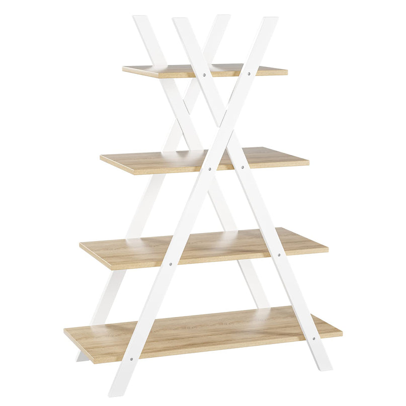 Giantex 4 Tier Bookshelf Storage Shelves Bookcase Ladder Shelf