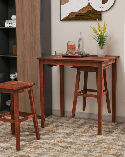 Giantex Bar Table and Chairs Set - 3-Piece Counter Height Dining Table Set with Hangable Bar Stools