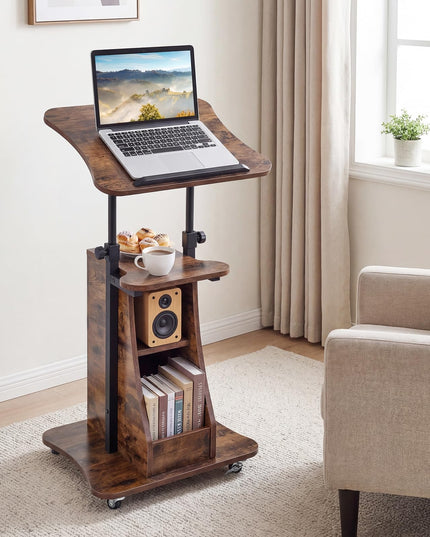 Giantex Sit-to-Stand Mobile Podium Stand Height Adjustable Rolling Lectern Desk