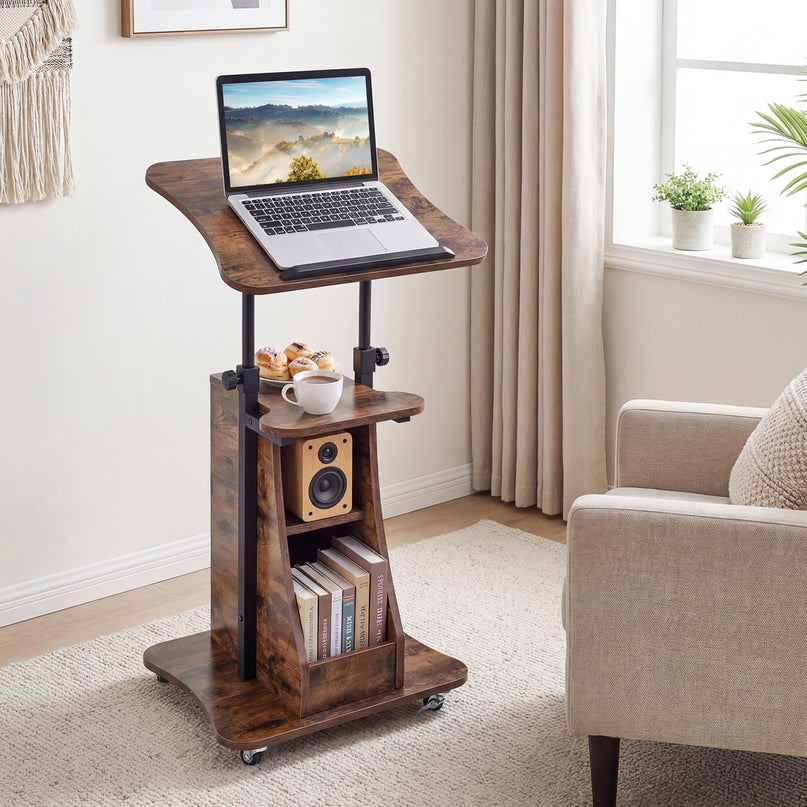Giantex Sit-to-Stand Mobile Podium Stand Height Adjustable Rolling Lectern Desk