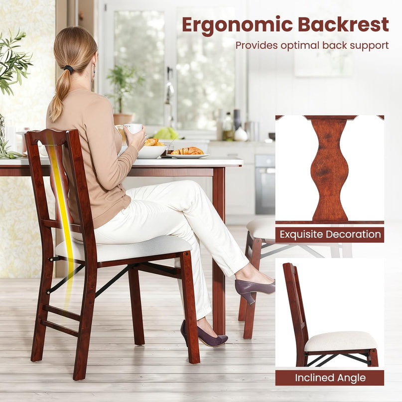 Giantex Folding Dining Chairs Set of 2/4 Upholstered Dining Chairs