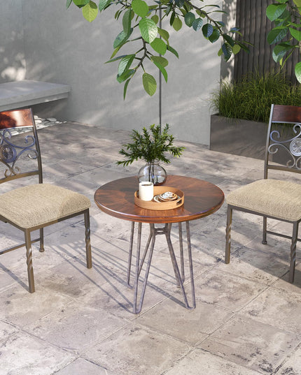 Giantex Upholstered Dining Chair Set, Vintage Metal Dining Chairs with Soft Padded Seat Cushion