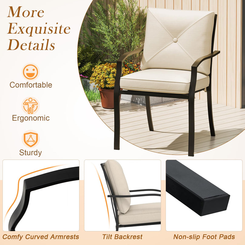 Giantex 2 Pieces Patio Chairs, Outdoor Lawn Chairs with Removable Cushions