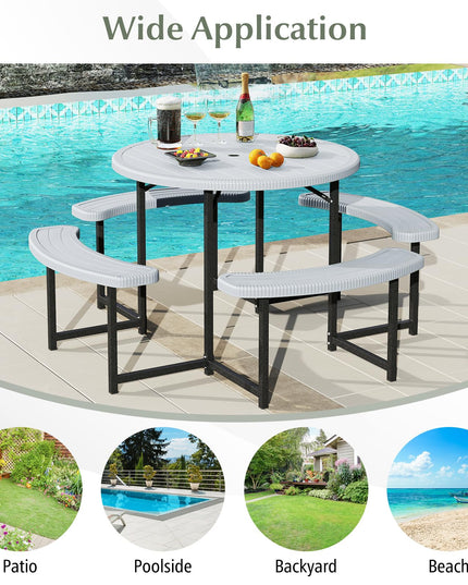 Giantex Picnic Table Bench Set for 4-8 Person(Round)