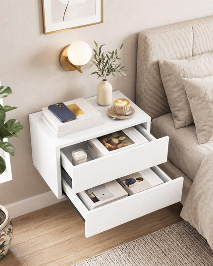 Giantex Floating Nightstand Set of 1/2 Wall-Mounted Table with 2 Drawers