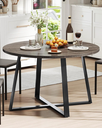 Giantex 47-inches Round Dining Table with Metal Pedestal Base