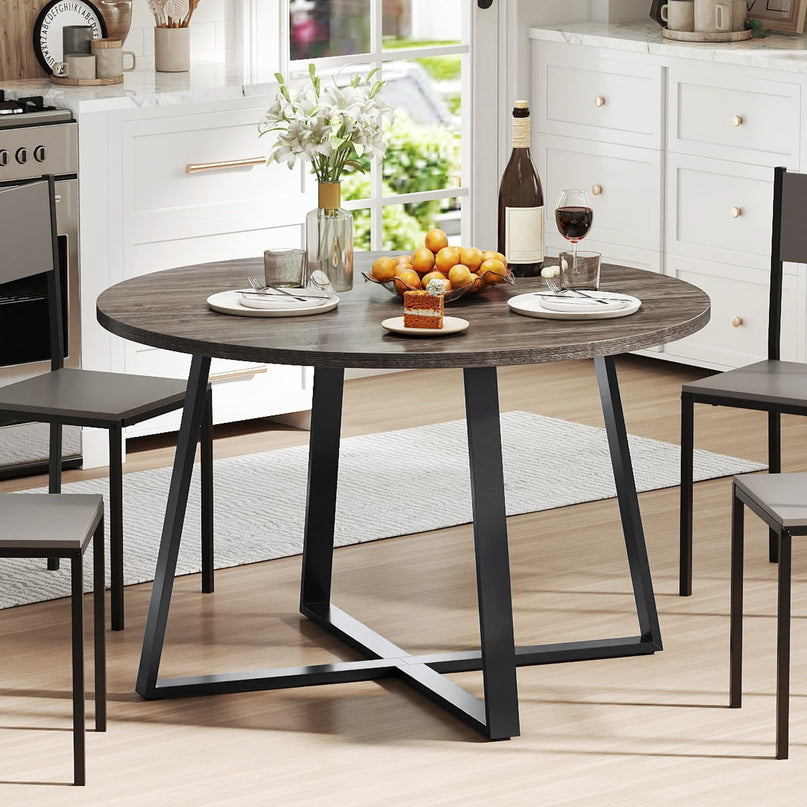 Table de salle à manger ronde Giantex de 47 pouces avec pied central en métal