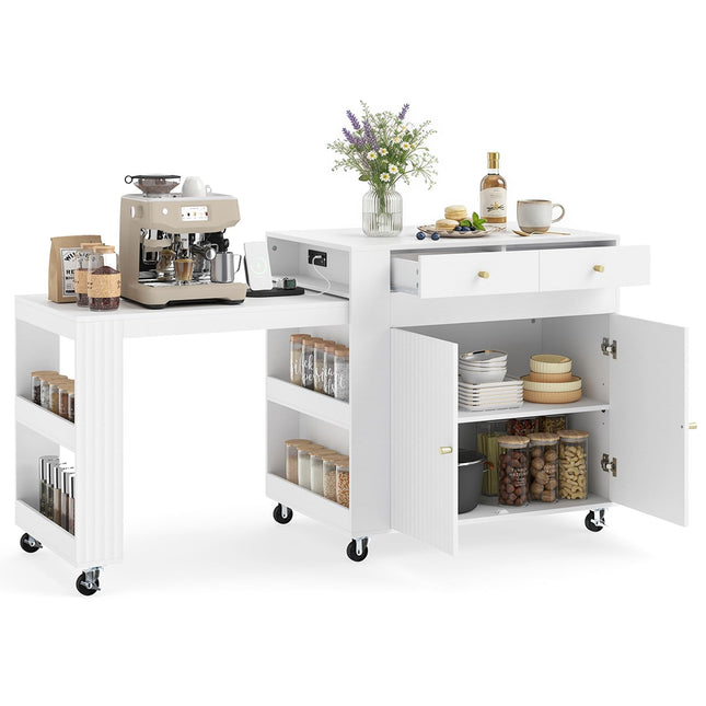 GIANTEX 72”-44.5” Extendable Kitchen Island with Storage