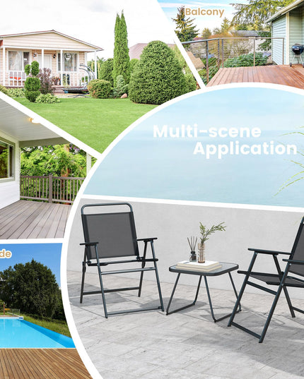 Giantex 3-Piece Patio Bistro Set, Outdoor Folding Chairs & Table Set, Outdoor Conversation Set for Balcony Yard Poolside