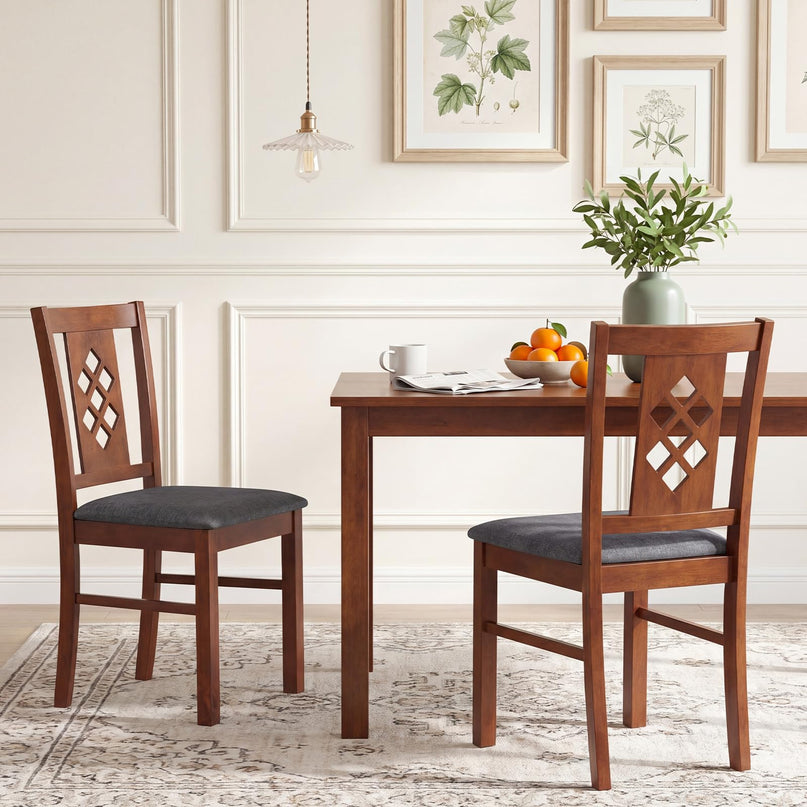 Giantex Wooden Dining Chairs Set of 2/4 with Elegant Diamond Back