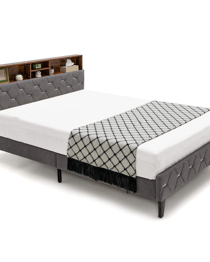 Giantex Full Size Bed Frame with Storage Headboard
