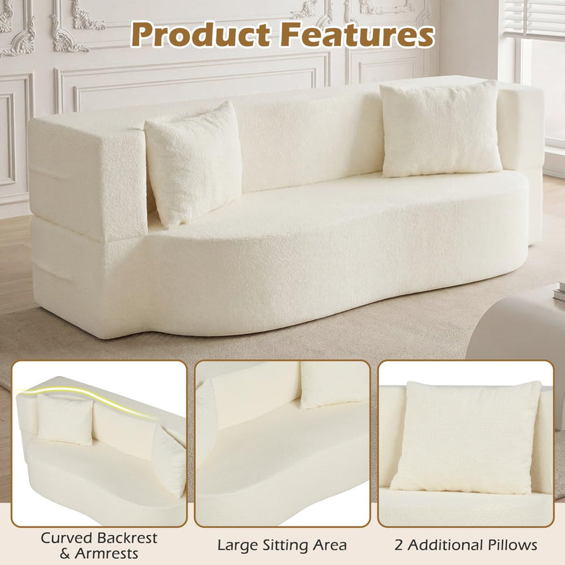 Giantex 75.5" Folding Sofa Bed with 2 Comfortable Pillows