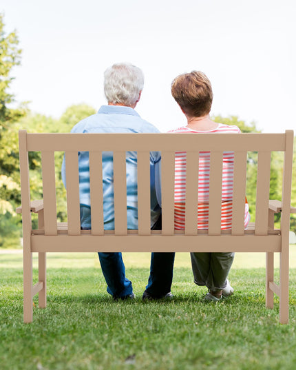 Giantex Outdoor Bench, 52-Inch Outside Bench All-Weather HDPE Park Bench with Backrest and Armrests
