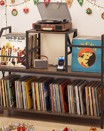 Giantex Large Record Player Stand with Charging Station