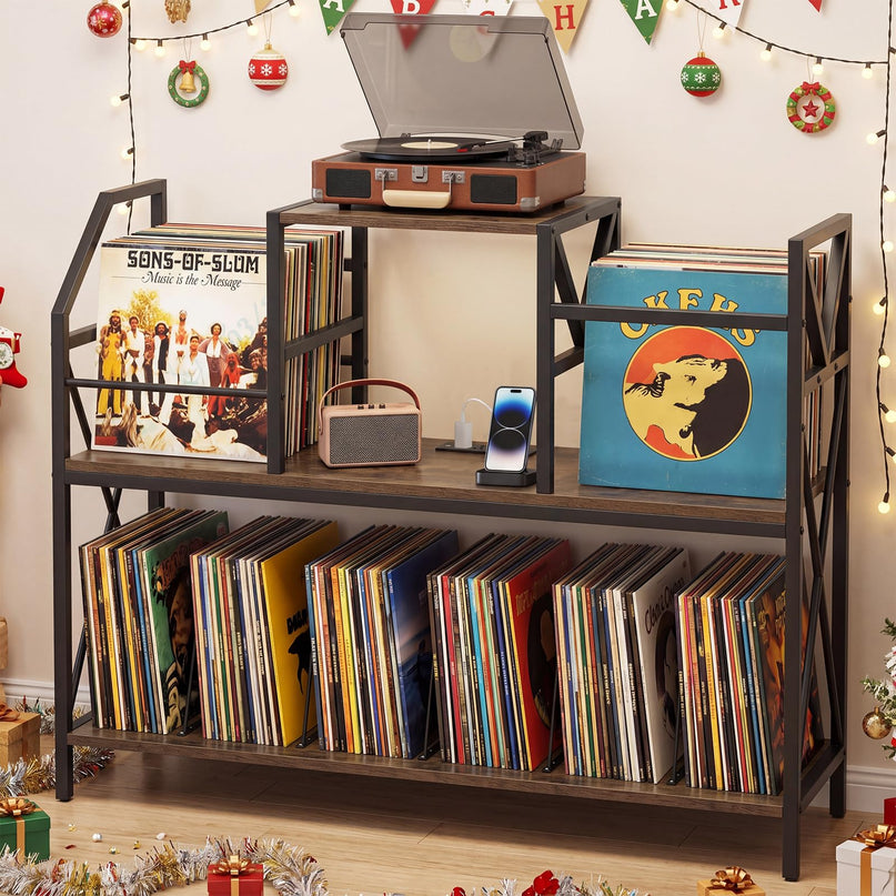 Giantex Large Record Player Stand with Charging Station