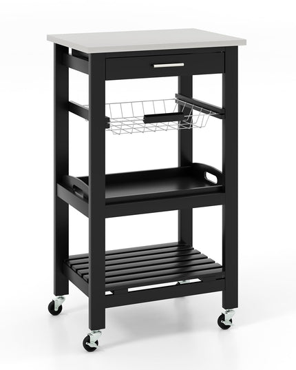 Giantex Rolling Kitchen Storage Cart with Stainless Steel Tabletop