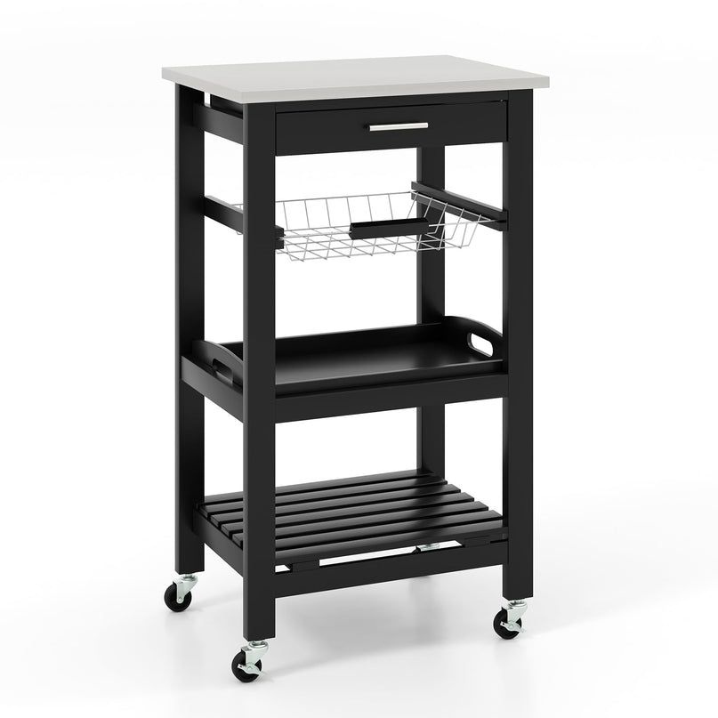 Giantex Rolling Kitchen Storage Cart with Stainless Steel Tabletop