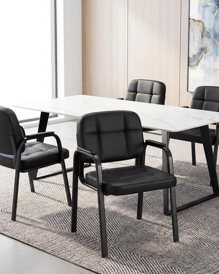 Fauteuils de réception de bureau en cuir Giantex avec accoudoirs rembourrés